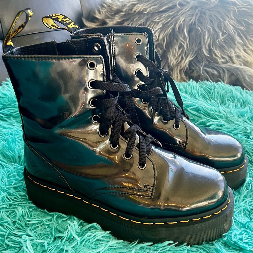 Dr. Martens Jadon Rainbow Iridescent Black Boots Size Women’s 10 Barely Worn